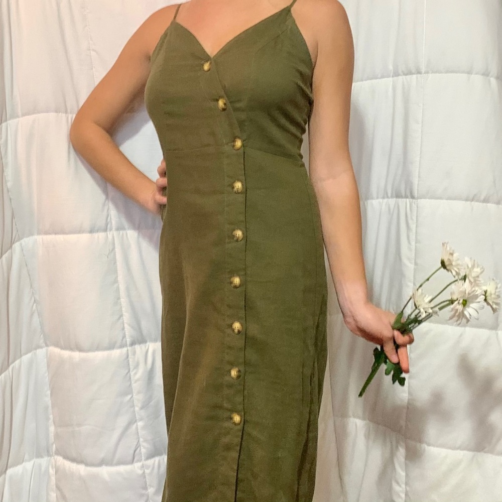 midi olive green dress